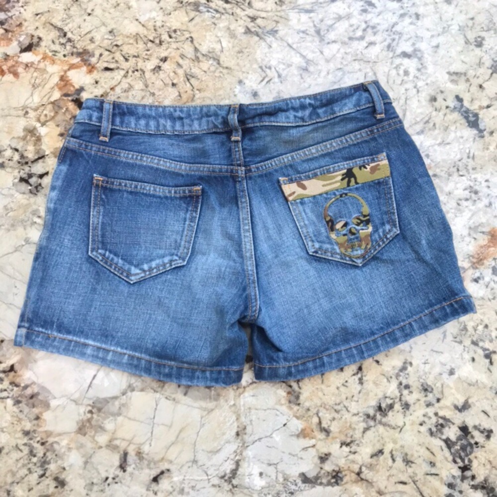 Lucien Pollat-Finet Camo Denim Shorts